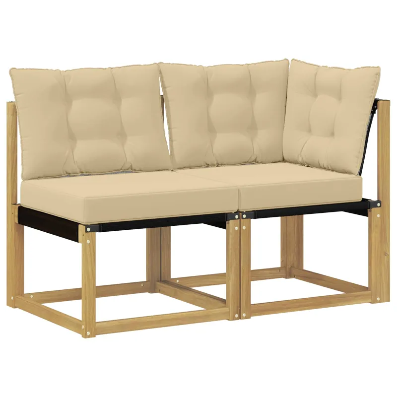 Lauko vidurinė ir kampinė sofa su pagalve 2 Vienetas Balta