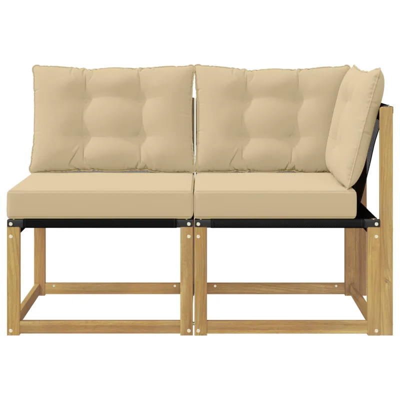 Lauko vidurinė ir kampinė sofa su pagalve 2 Vienetas Balta