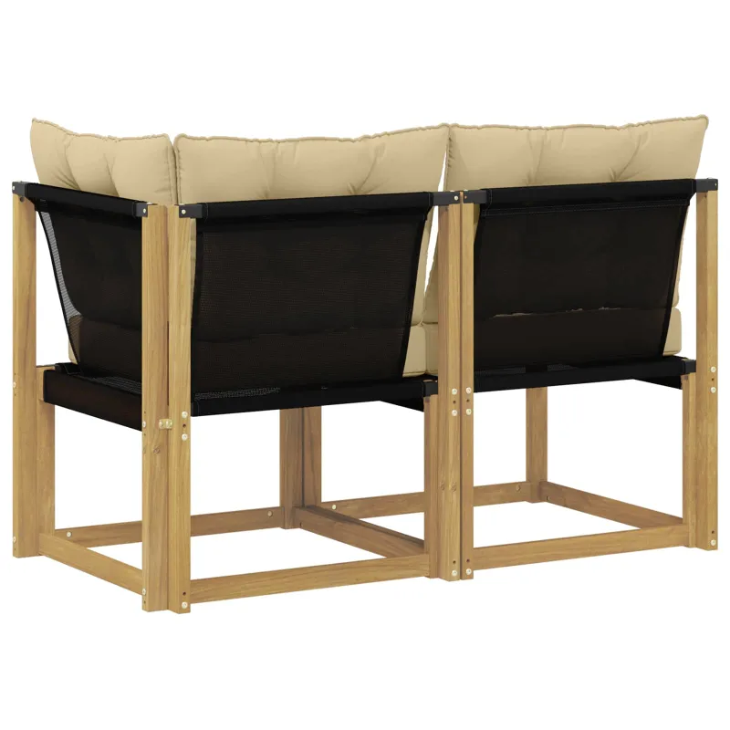 Lauko vidurinė ir kampinė sofa su pagalve 2 Vienetas Balta
