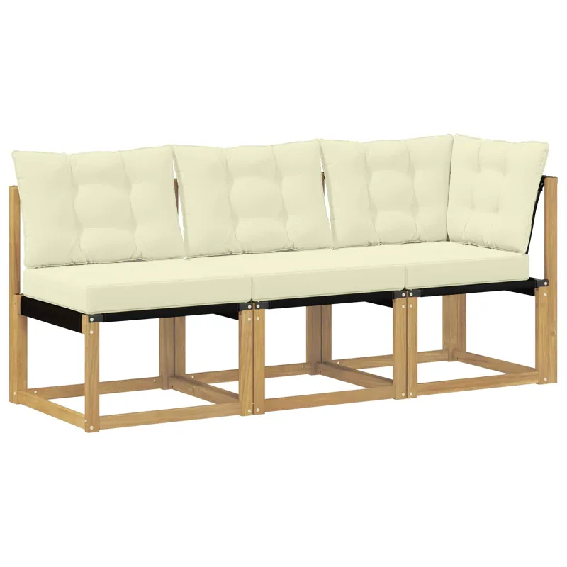 Lauko vidurinė ir kampinė sofa su pagalve 3 Vienetas Balta