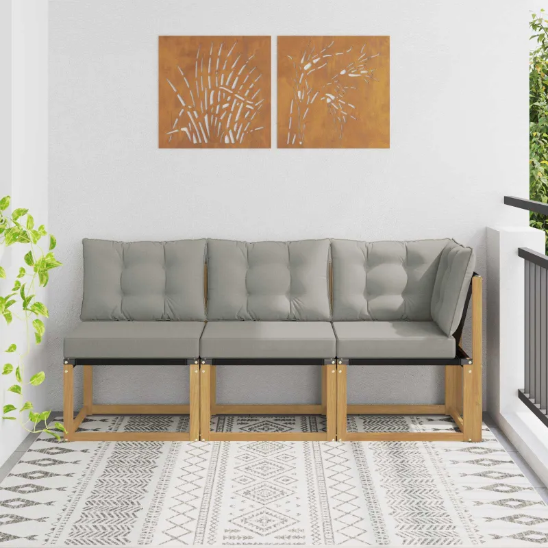 Lauko vidurinė ir kampinė sofa su pagalve 3 Vienetas Balta
