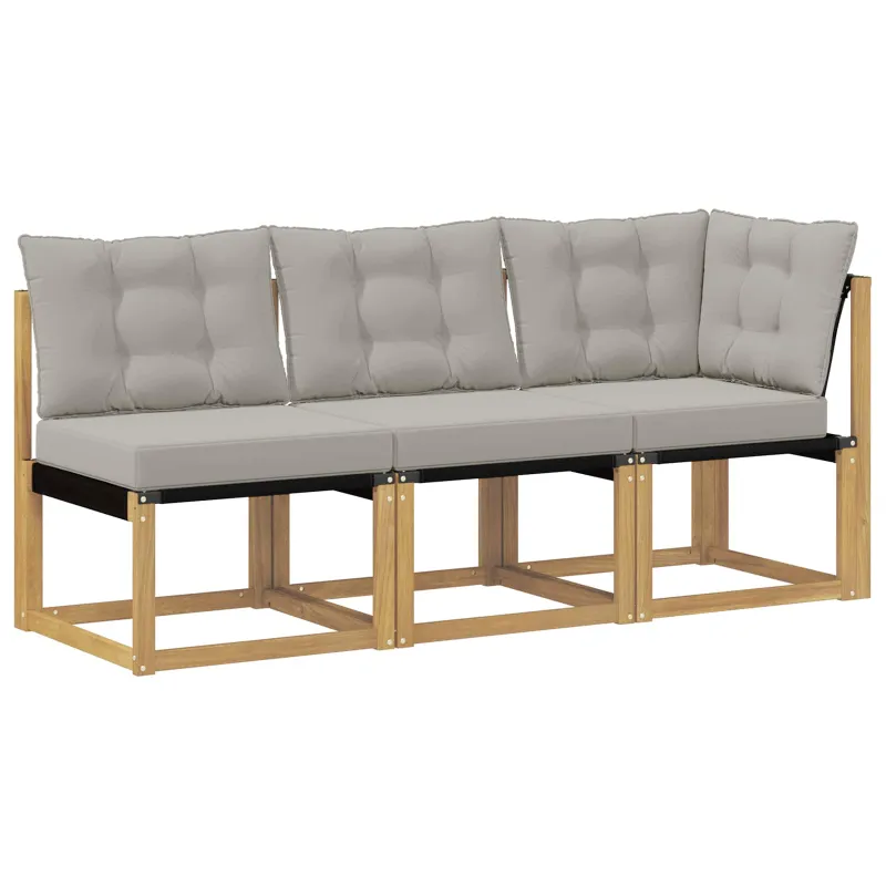 Lauko vidurinė ir kampinė sofa su pagalve 3 Vienetas Balta