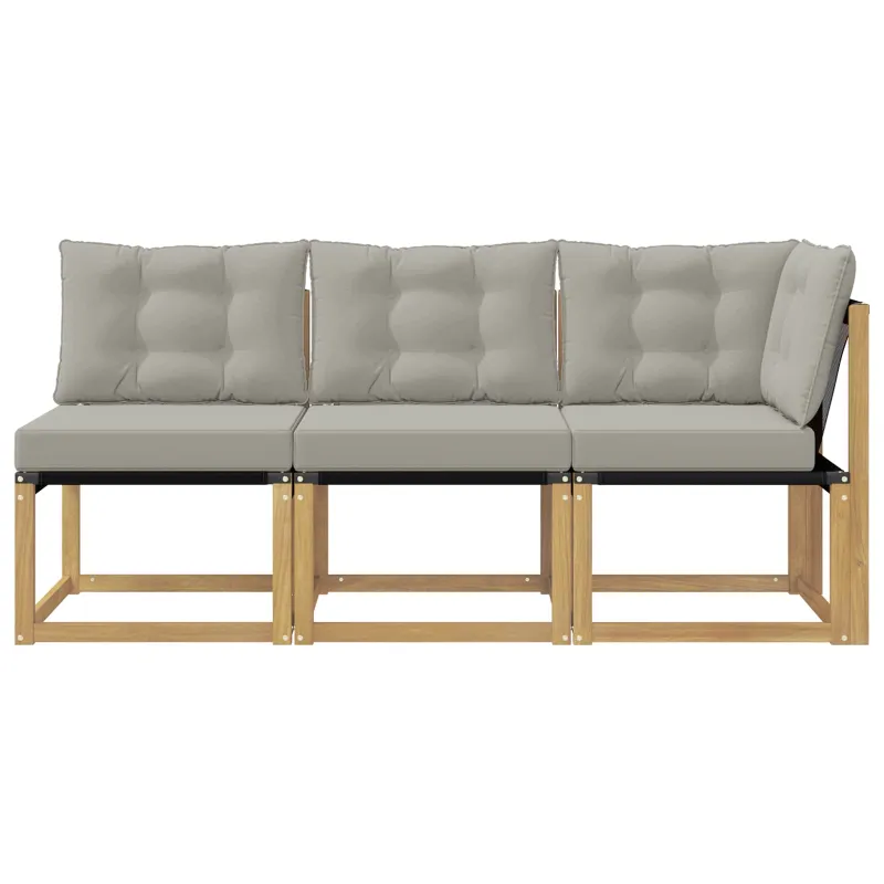 Lauko vidurinė ir kampinė sofa su pagalve 3 Vienetas Balta