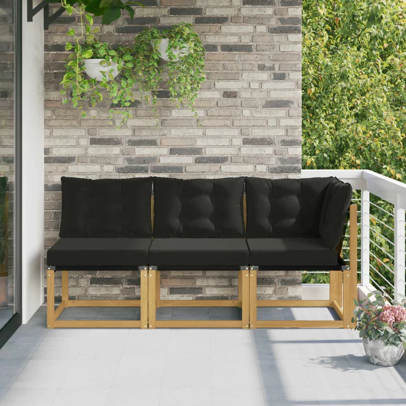 Lauko vidurinė ir kampinė sofa su pagalve 3 Vienetas Balta