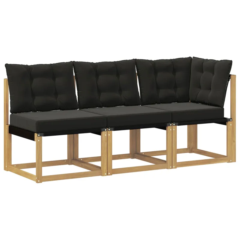 Lauko vidurinė ir kampinė sofa su pagalve 3 Vienetas Balta