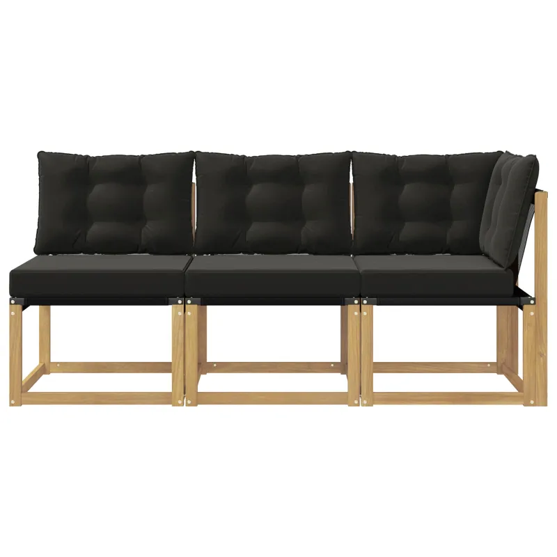 Lauko vidurinė ir kampinė sofa su pagalve 3 Vienetas Balta