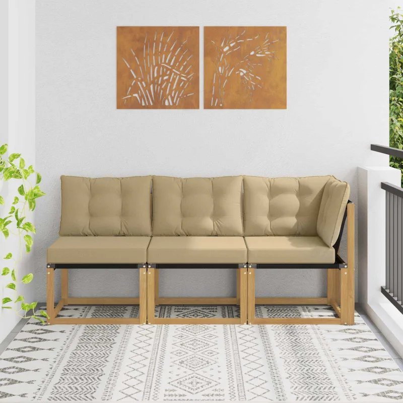 Lauko vidurinė ir kampinė sofa su pagalve 3 Vienetas Balta