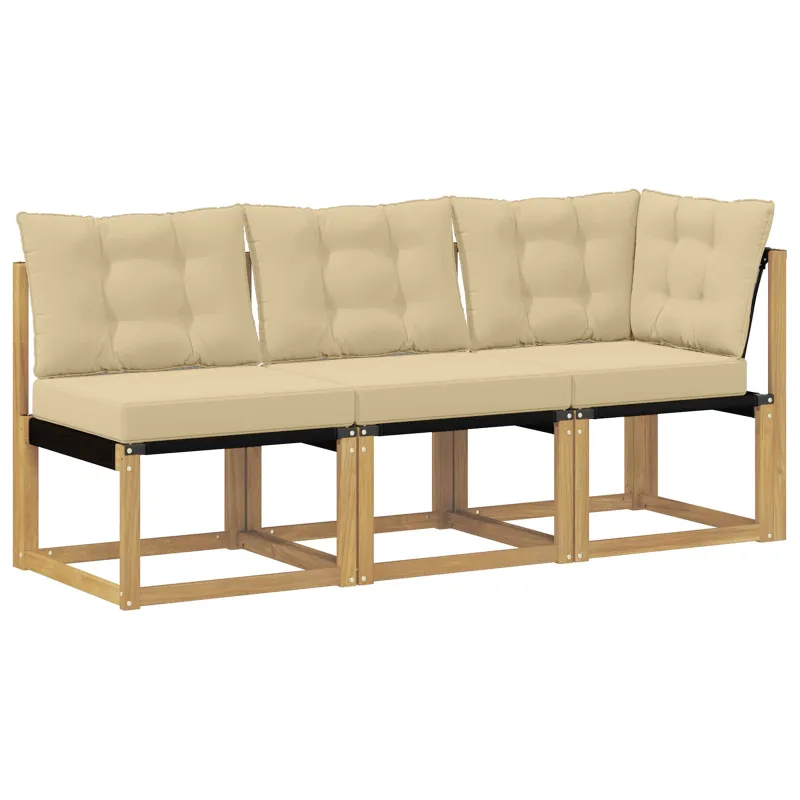 Lauko vidurinė ir kampinė sofa su pagalve 3 Vienetas Balta