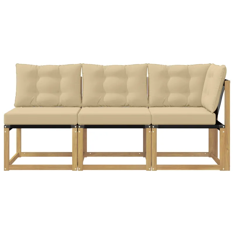 Lauko vidurinė ir kampinė sofa su pagalve 3 Vienetas Balta
