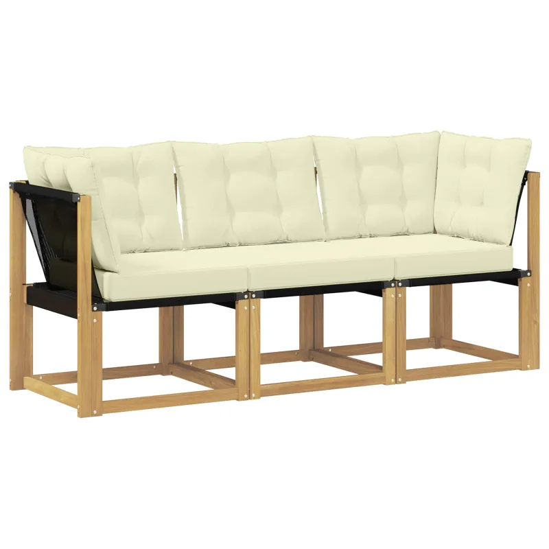 Lauko vidurinė ir kampinė sofa su pagalve 3 Vienetas Balta