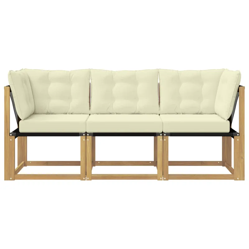 Lauko vidurinė ir kampinė sofa su pagalve 3 Vienetas Balta