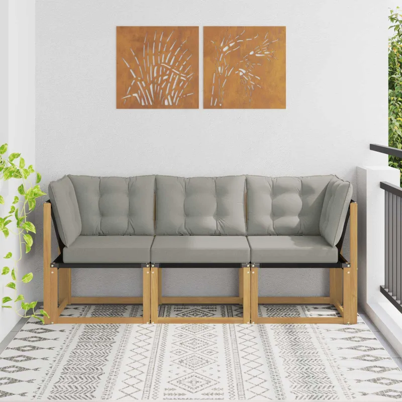 Lauko vidurinė ir kampinė sofa su pagalve 3 Vienetas Balta