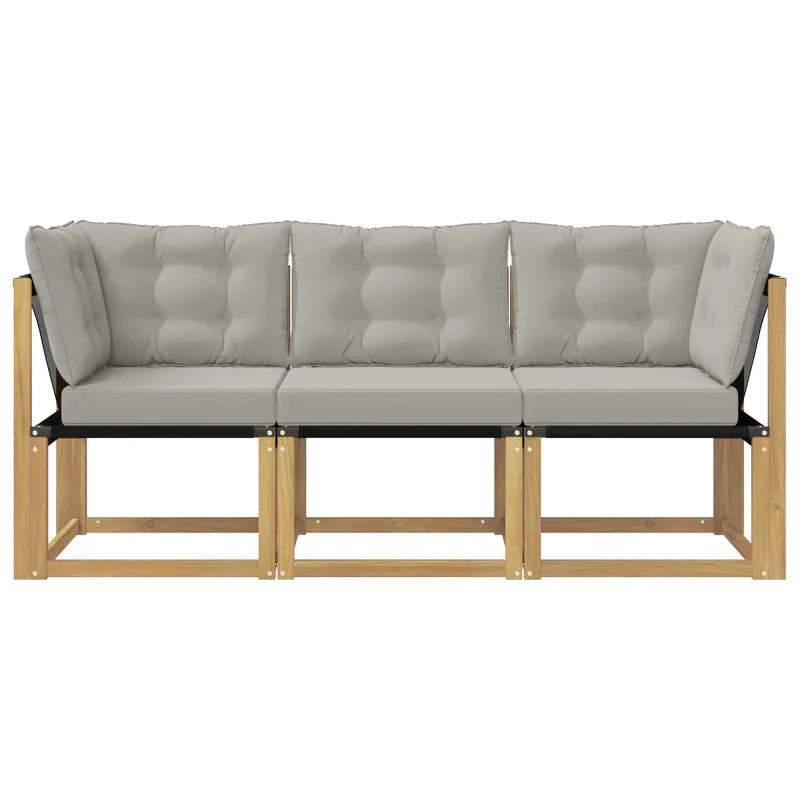 Lauko vidurinė ir kampinė sofa su pagalve 3 Vienetas Balta