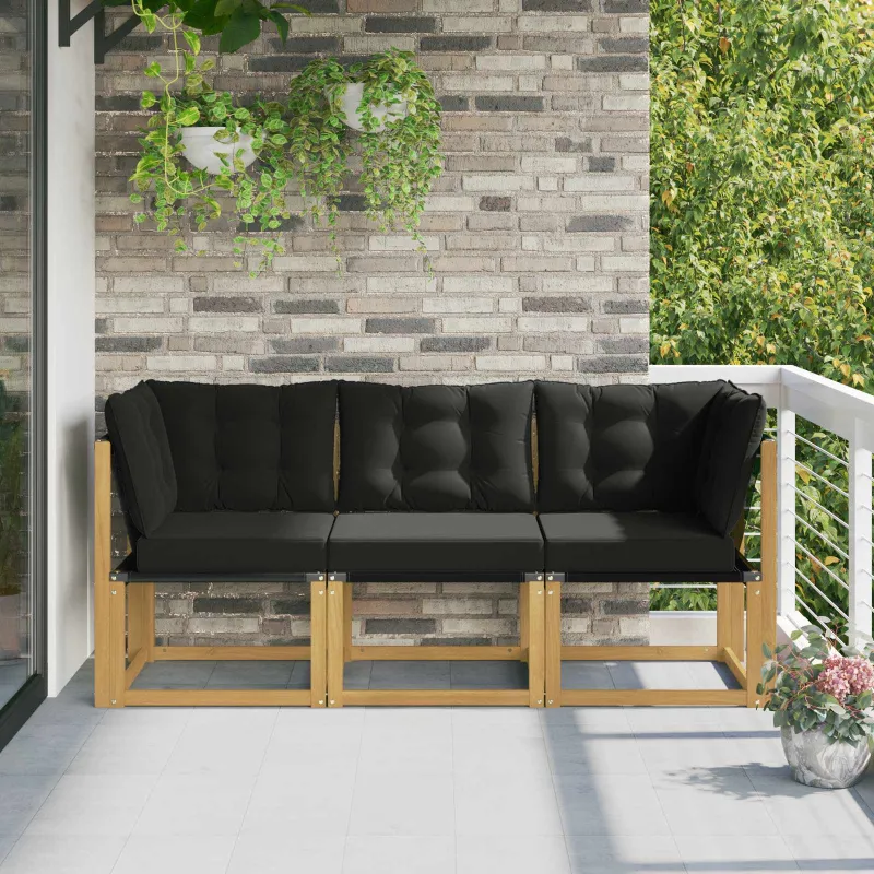 Lauko vidurinė ir kampinė sofa su pagalve 3 Vienetas Balta