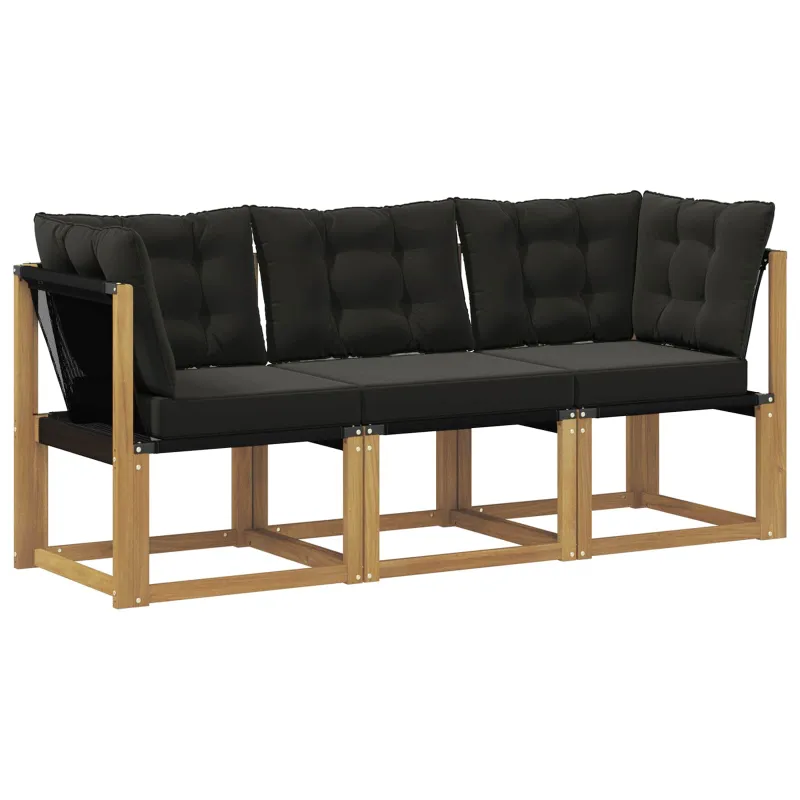 Lauko vidurinė ir kampinė sofa su pagalve 3 Vienetas Balta