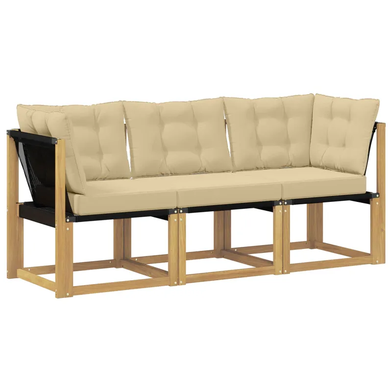 Lauko vidurinė ir kampinė sofa su pagalve 3 Vienetas Balta