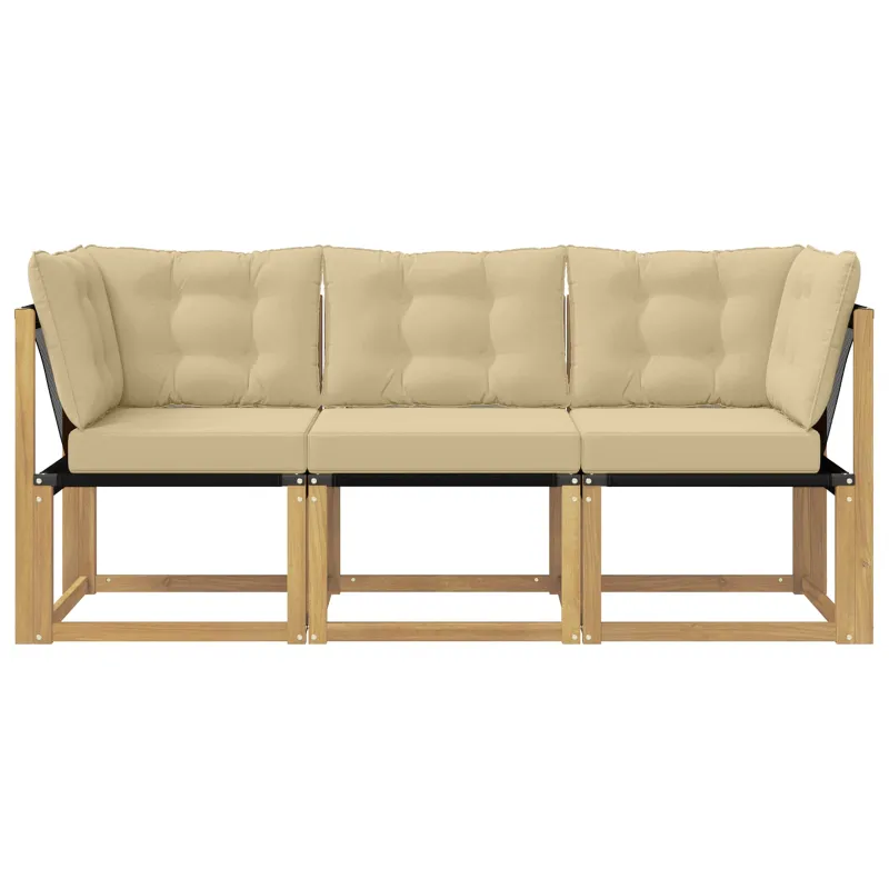 Lauko vidurinė ir kampinė sofa su pagalve 3 Vienetas Balta