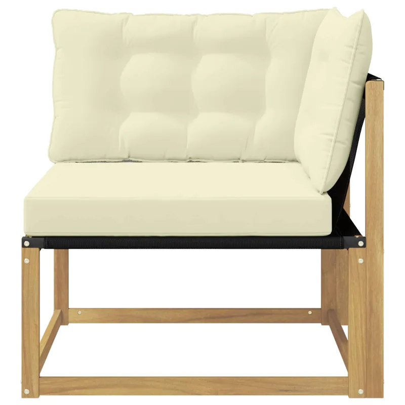 Lauko kampinė sofa Kietasis akacijos medis ir Textilene Balta