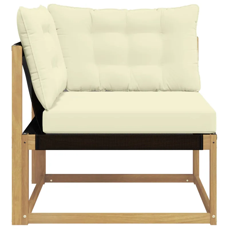 Lauko kampinė sofa Kietasis akacijos medis ir Textilene Balta