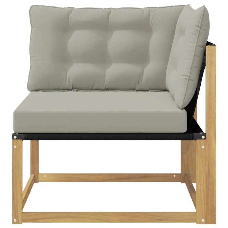 Lauko kampinė sofa Kietasis akacijos medis ir Textilene Balta