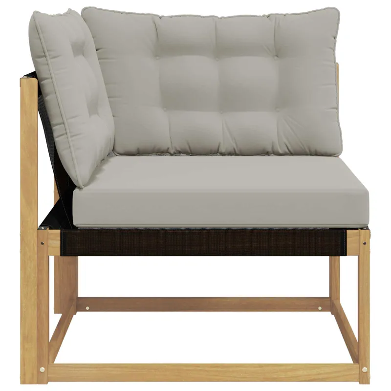 Lauko kampinė sofa Kietasis akacijos medis ir Textilene Balta