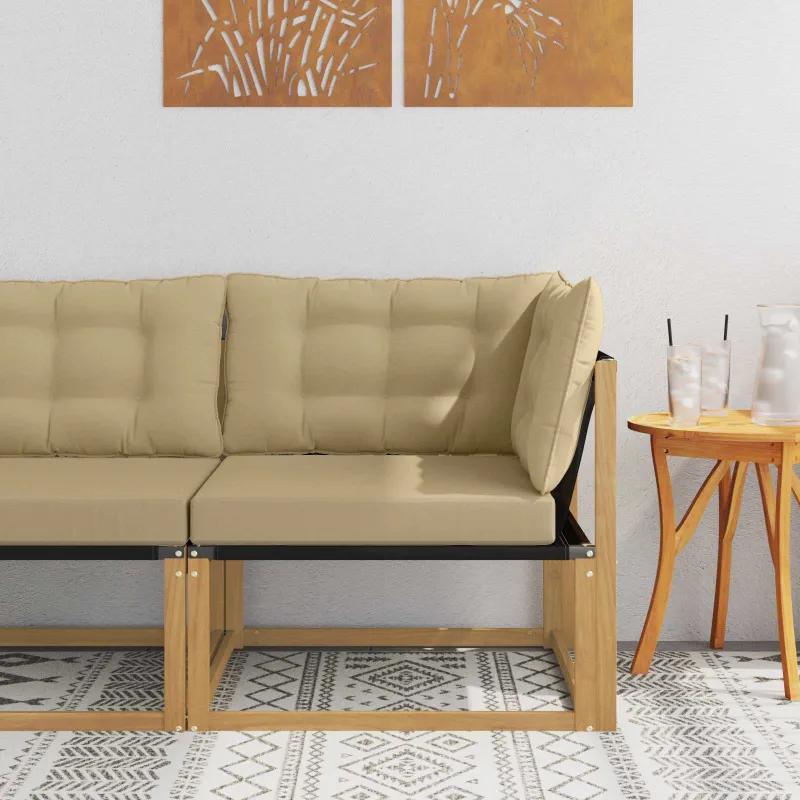 Lauko kampinė sofa Kietasis akacijos medis ir Textilene Balta