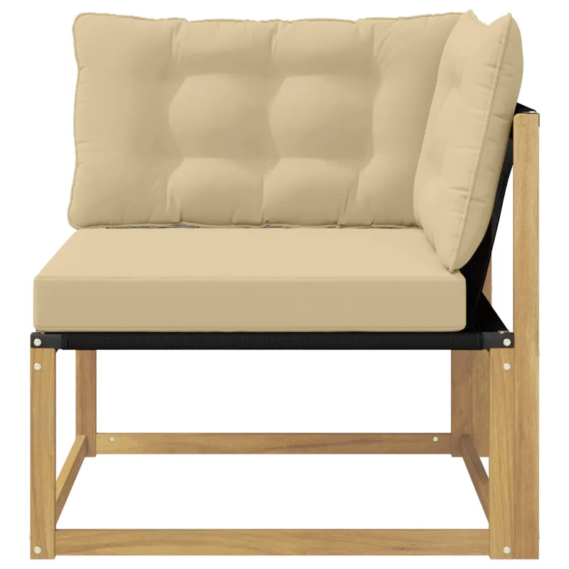 Lauko kampinė sofa Kietasis akacijos medis ir Textilene Balta
