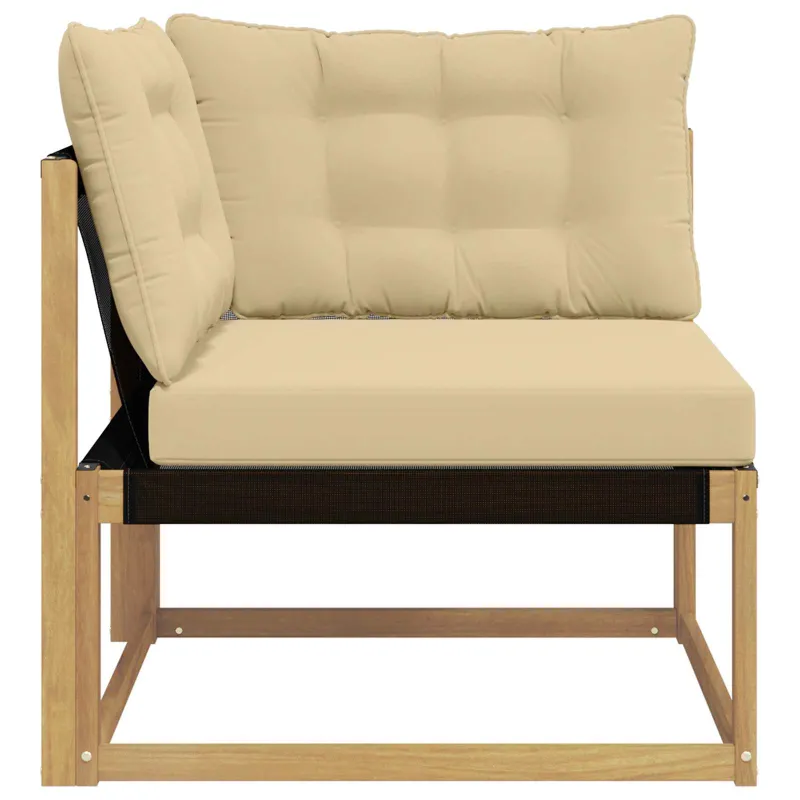 Lauko kampinė sofa Kietasis akacijos medis ir Textilene Balta