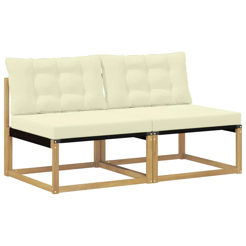 Lauko Vidurinis Sofa Kietasis akacijos medis ir Textilene Balta
