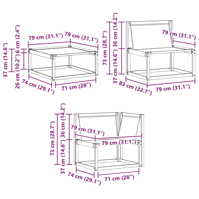 Sekcija sofa vienetai su pagalve Balta 241,5 x 83 x 73 cm