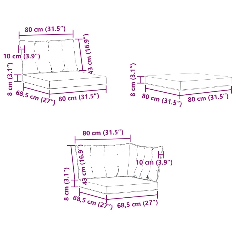 Sekcija sofa vienetai su pagalve Balta 241,5 x 83 x 73 cm