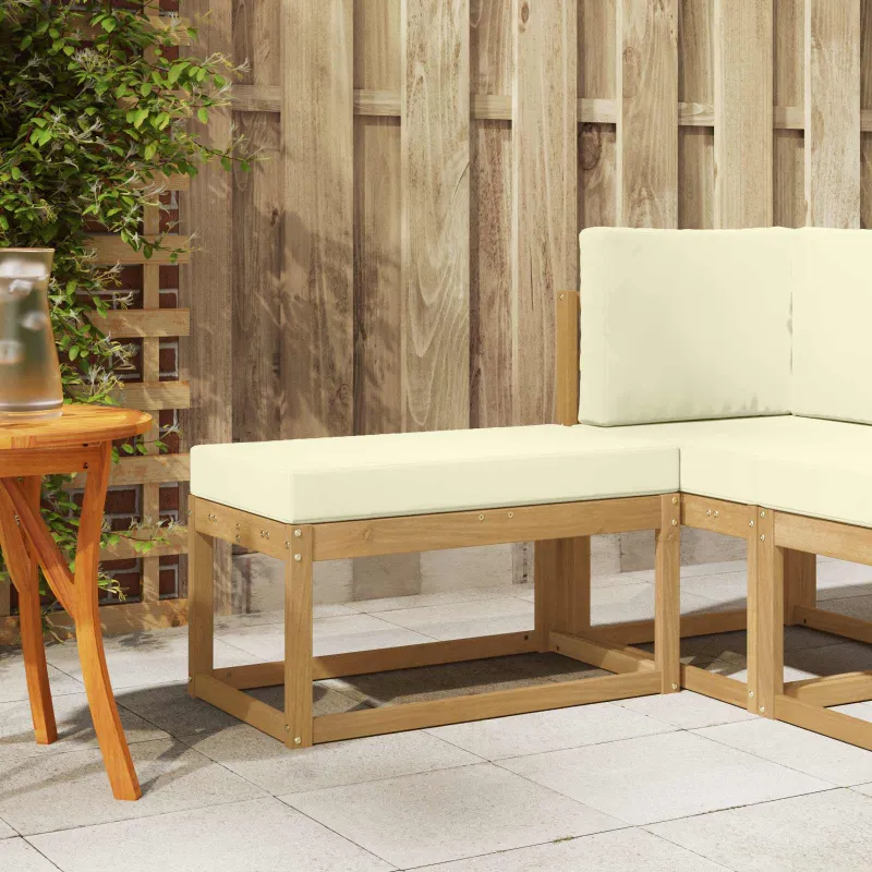 Lauko sėdynė suolelis su pagalve Balta 80 x 43 x 45 cm