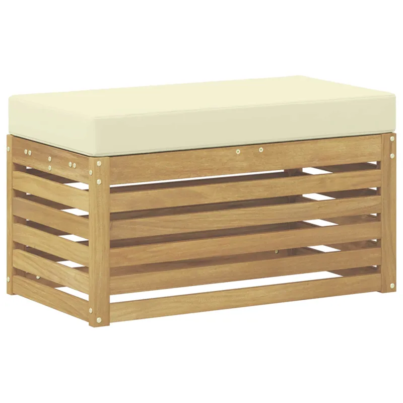 Lauko sėdynė suolelis su pagalve Balta 80 x 43 x 45 cm