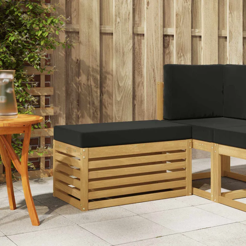 Lauko sėdynė suolelis su pagalve Balta 80 x 43 x 45 cm