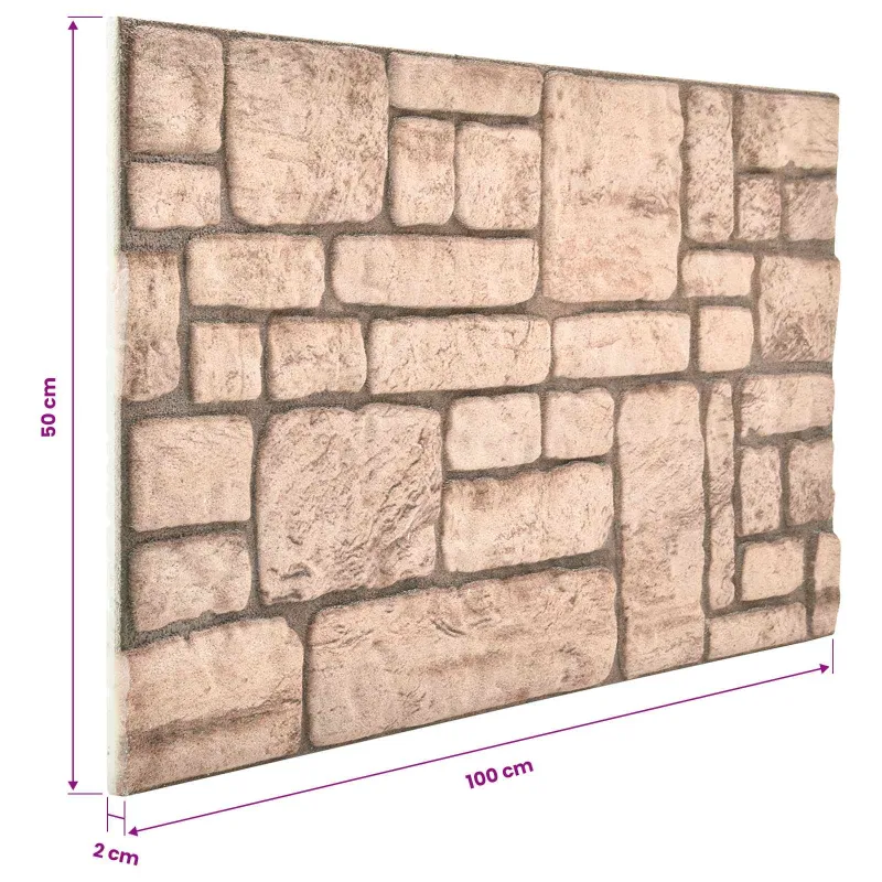 Sienų plokštės 10 pcs Smėlio 100 x 50 cm EPS putos