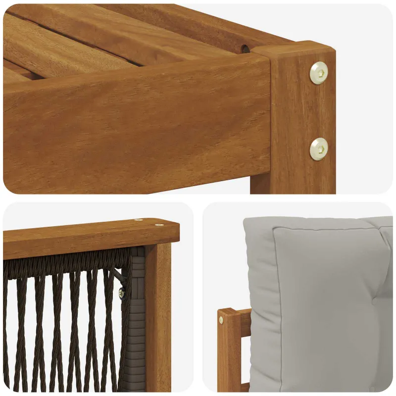 Lauko sofos komplektas 5 pcs Natūrali ir Šviesiai pilka