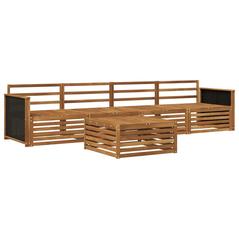 Lauko sofos komplektas 5 pcs Natūrali Kietos akacijos mediena