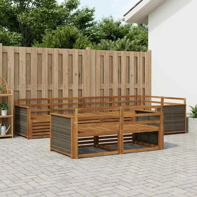 Lauko sofos komplektas 7 pcs Natūrali