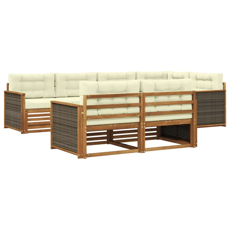Lauko sofos komplektas 7 pcs Natūralus ir grietinėlė