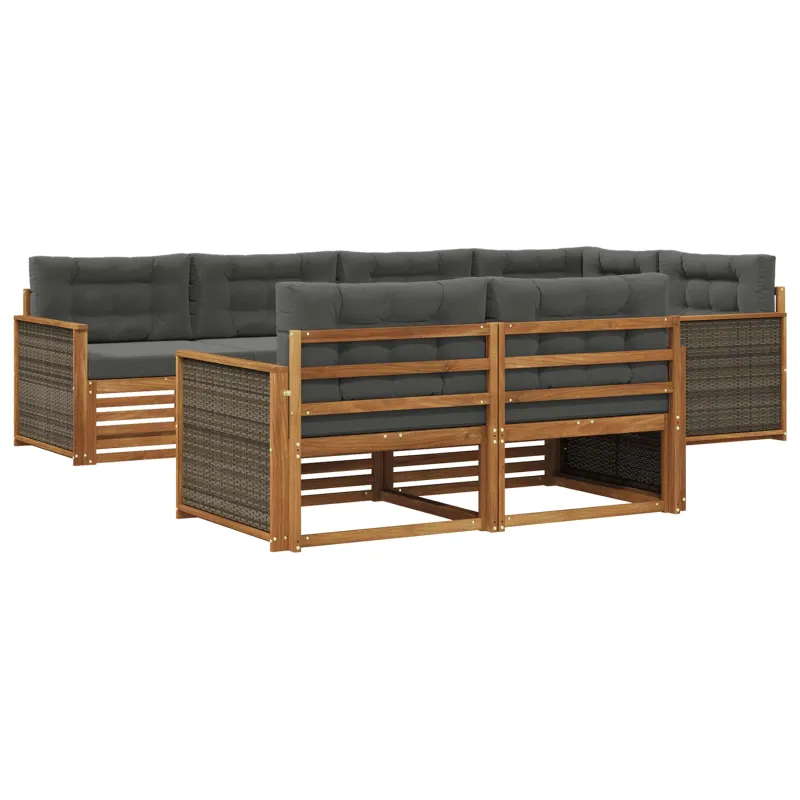 Lauko sofos komplektas su pagalve 7 pcs Natūralus ir antracitas