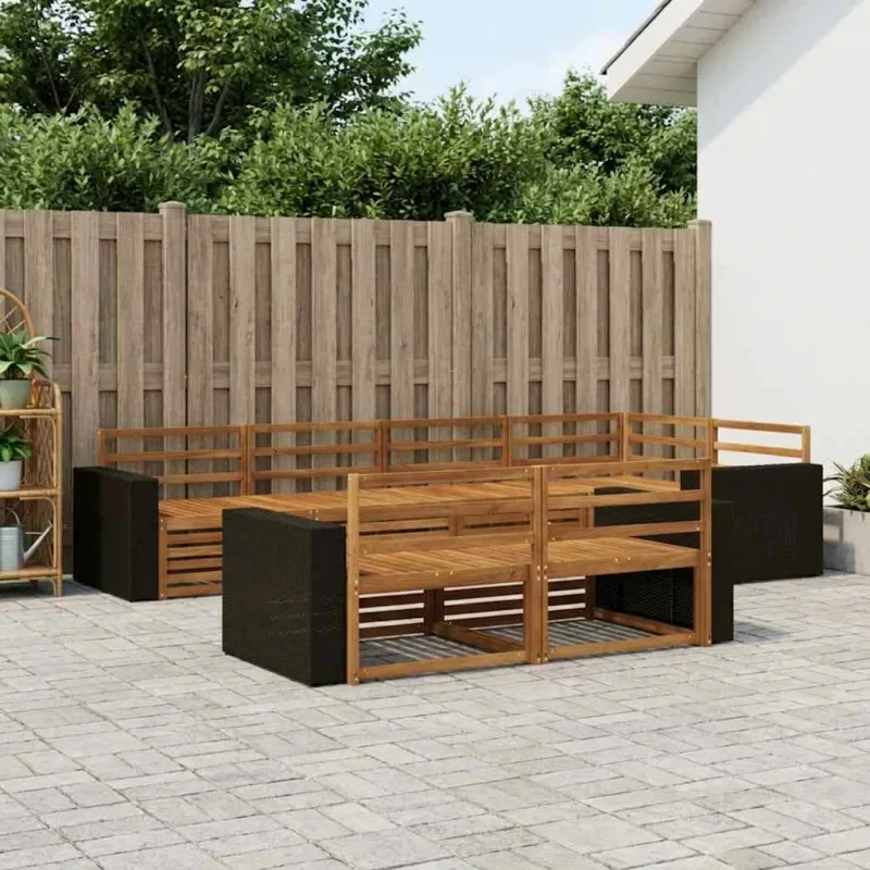 Lauko sofos komplektas 7 pcs Natūrali