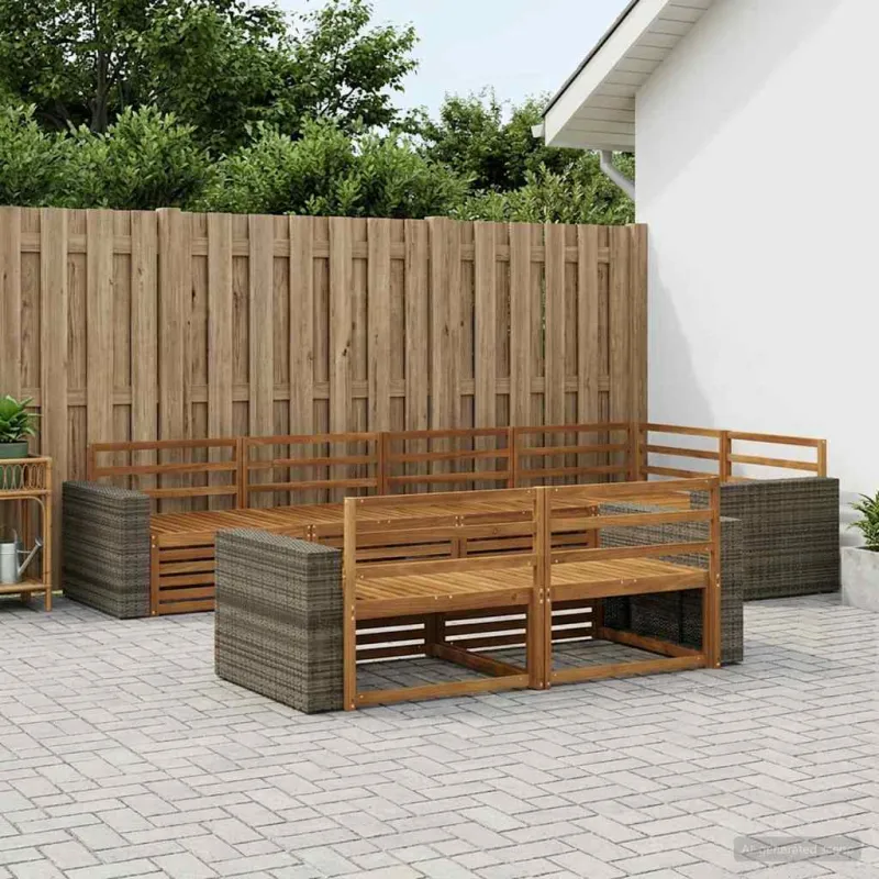 Lauko sofos komplektas 7 pcs Natūrali