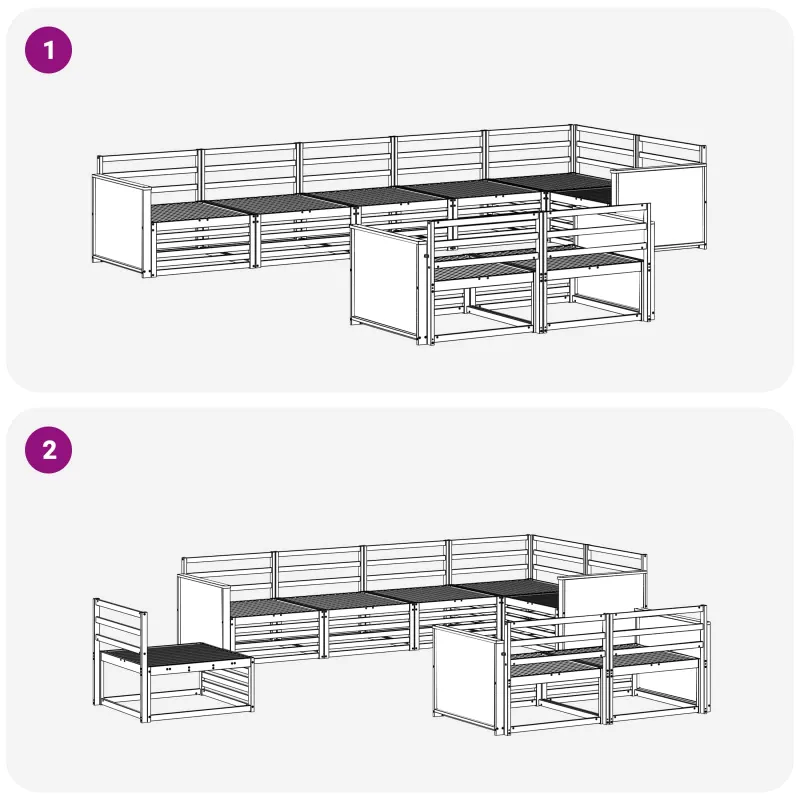 Lauko sofos komplektas 8 pcs Natūrali