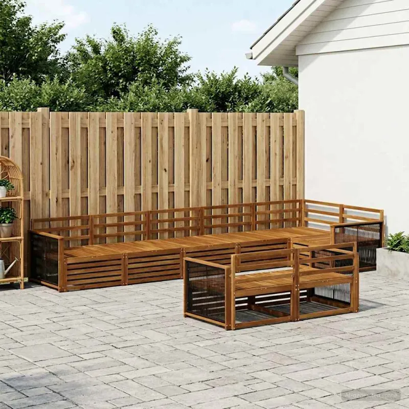 Lauko sofos komplektas 8 pcs Natūrali