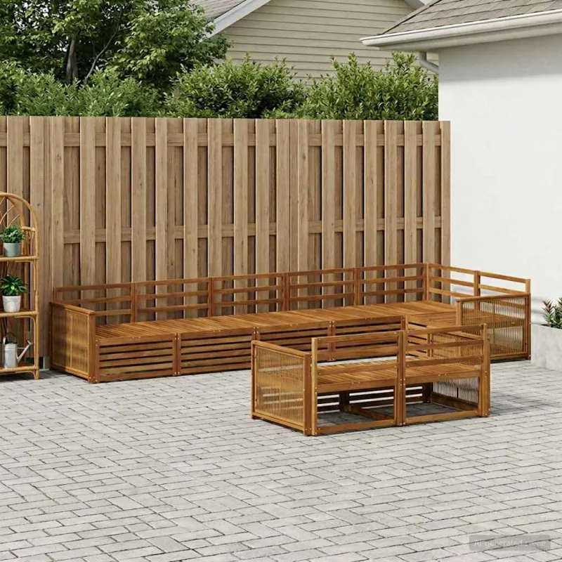 Lauko sofos komplektas 8 pcs Natūrali