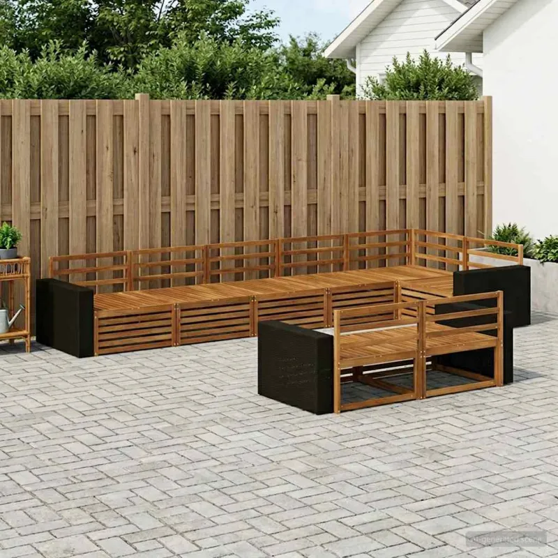 Lauko sofos komplektas 8 pcs Natūrali