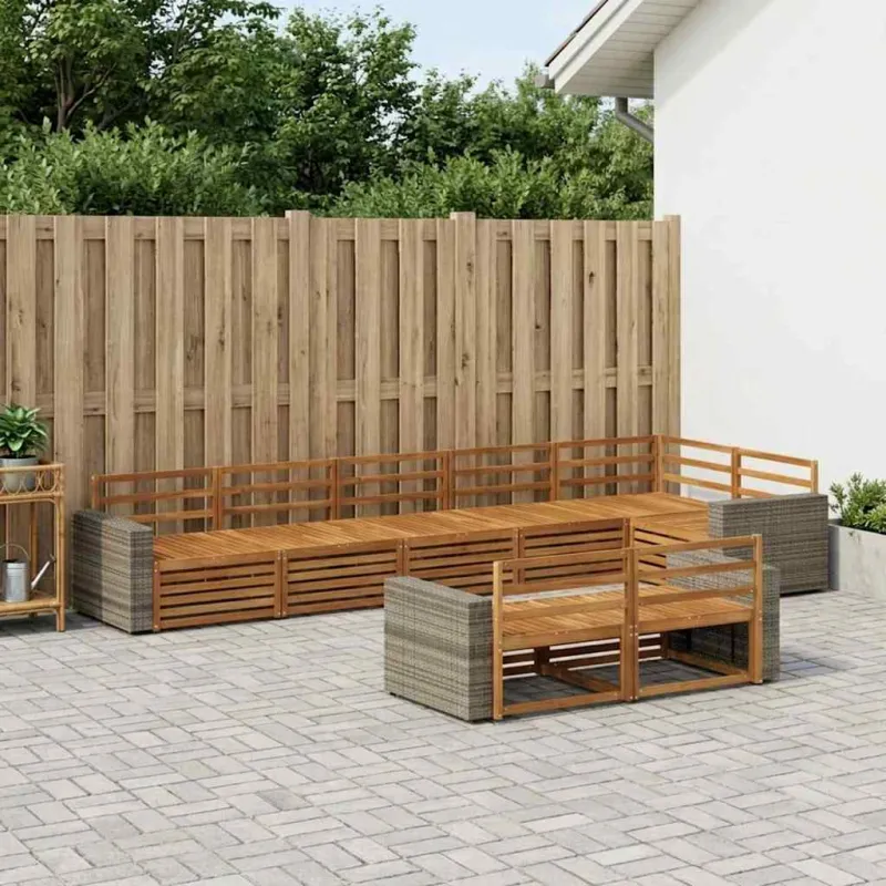 Lauko sofos komplektas 8 pcs Natūrali