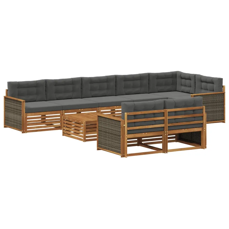 Lauko sofos komplektas su pagalve 9 pcs