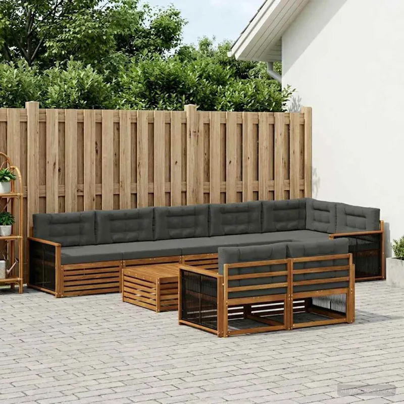 Lauko sofos komplektas su pagalve 9 pcs