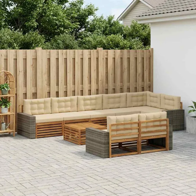 Lauko sofos komplektas su pagalve 9 pcs